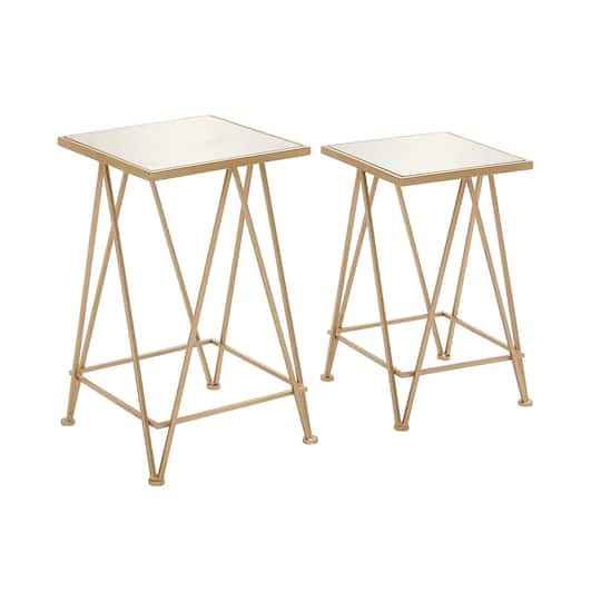 Gold Metal Contemporary Accent Table Set